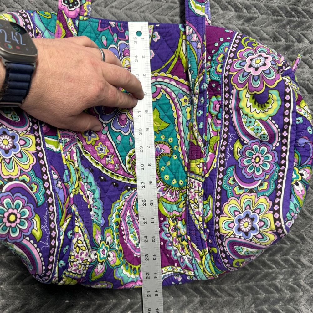 Vera Bradley Duffel Bag Medium Purple Teal Paisley Lilli Bell Travel Bag - Picture 8 of 10
